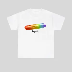 [Made in USA] Faguette LGBT Pride Month TShirt, LGBT Baguette T-Shirt, Faguettes T-Shirt Featuring Bold Typography and Humorous Artwork, 100% Cotton Unisex Cute Funny Baguette Rainbow Faguette LGBT, Gift for men Women