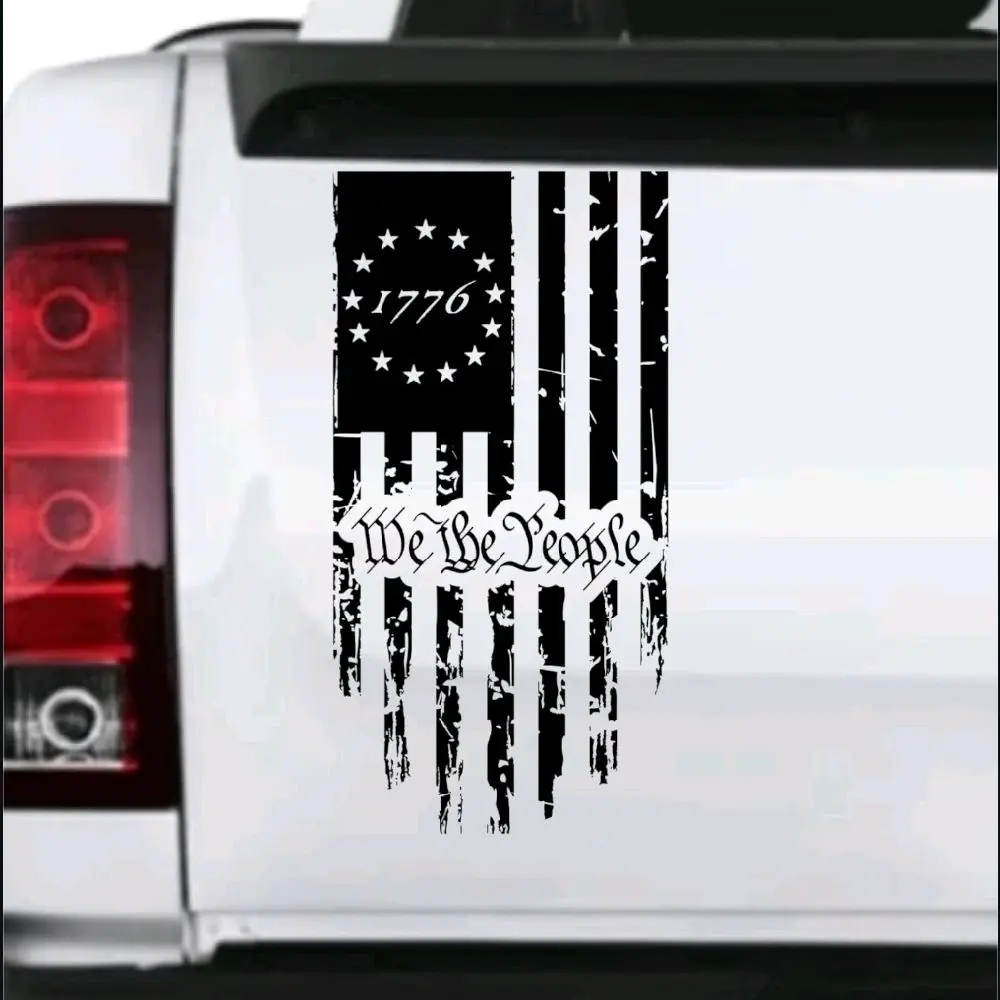 Miller Graphics "We The People" American Flag Rear Window Decal – Patriotic For Trucks & SUVs
