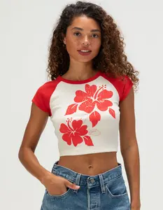 ROXY Vintage Hibiscus Womens Raglan Baby Tee