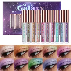 Glitter Liquid Eyeshadow Set, 10pcs/set Long Lasting Shimmering Eye Shadow, Waterproof Sparkling Eyeshadow, Eye Makeup Products for Women & Girls, Glitter Beauty, Beauty Eyeshadows