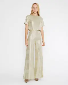Foil Metallic Wide Leg Pant