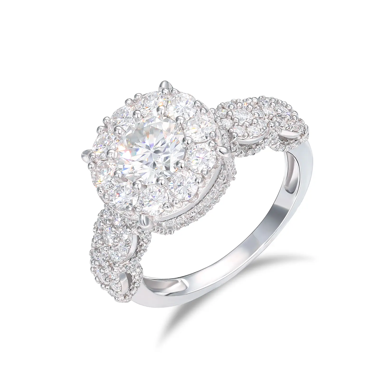 UCCIYO Wedding Ring R710 S925 Silver Lab-Created Moissanite Women Wedding Ring Round Cut D Color VVS Synthetic Moissanite Engagement Ring Shining UCCIYO Jewelry【#R710】 Bridal Statement Ring summerwins