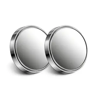 360° rotating push-button blind spot mirror for cars (silver pair/leather packaging), omnidirectional rotation, multi-angle adjustable, eliminates blind spots in rearview mirrors, ensuring safe lane changes.