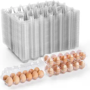 40 Pack Plastic Egg Cartons Cheap Bulk,1 Dozen Clear Empty Egg Cartons for Chicken Eggs 2x6 Grids,Reusable Egg Carton for Family, Chicken Farm, Markets Display