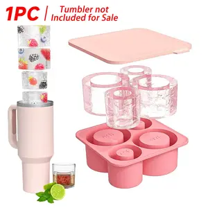 Shaped Ice Cube Mold with Lid, 1 Count 4-grid Flexible Silicone Ice Cube Mold, Ice Molds, for Cup, Reusable Ice Cube Maker for Home Kitchen, Kitchen Gadgets Accessories, Ice Cube Tray