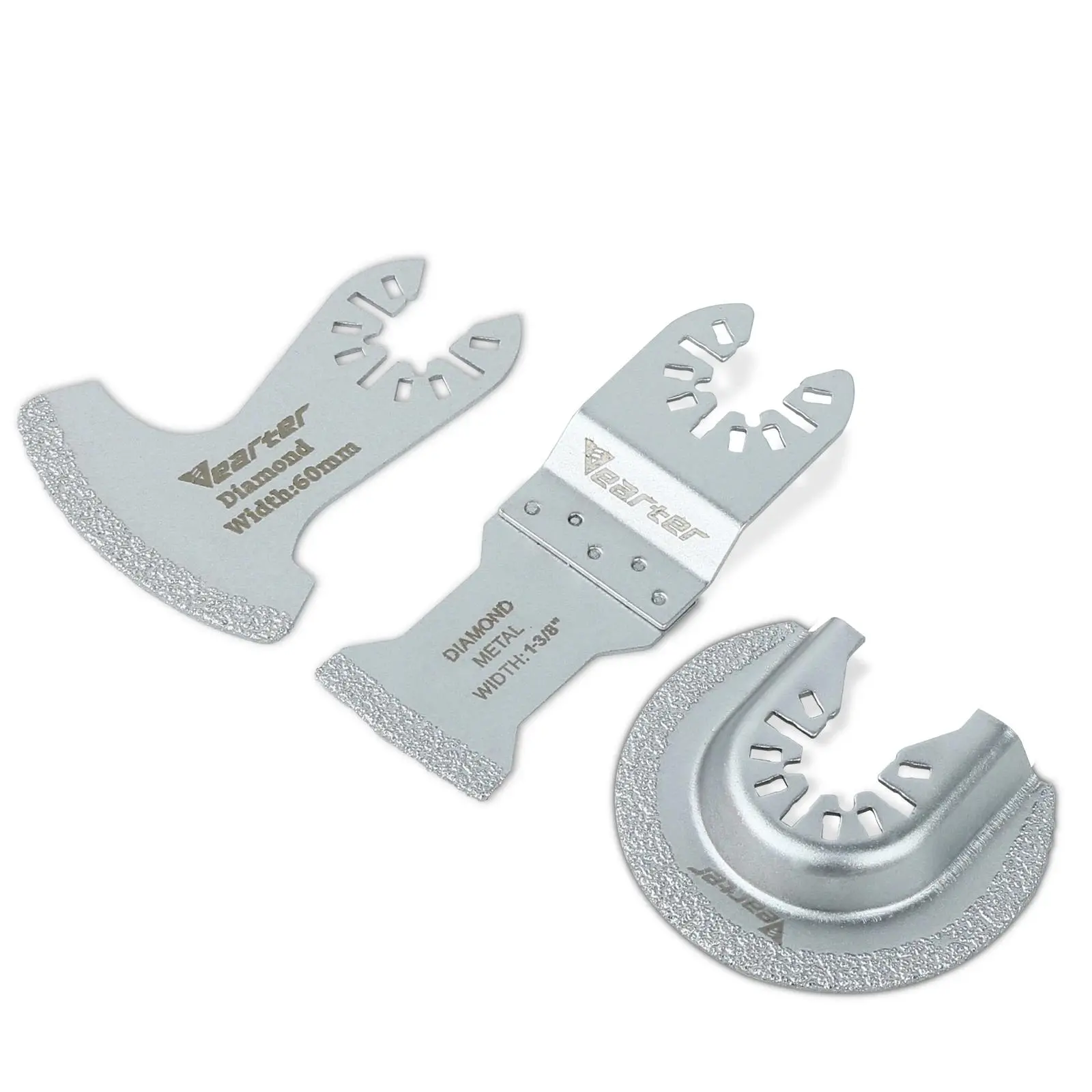 Vearter 3PCS Universal Vacuum Brazed Diamond Segment Swing Multi-Tool Oscillating Blades with Quick Release, Precision Mortar Cutting & Grout Removal Saw Blades