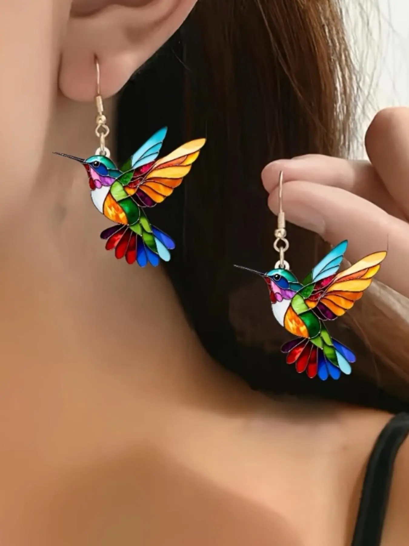 Hummingbird Design 2D Acrylic Dangle Earrings, Dangly Earrings, Statement Earrings, Fashion Jewelry for Party, Daily Clothing Decor, Trendy All-match & Exquisite Jewelry for Gift