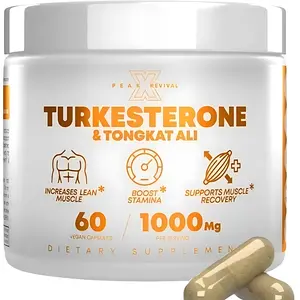 Peak Revival-X Turkesterone & Tongkat Ali 1000mg Vegan Capsules - 60 Count, Organic Natural Testosterone Booster for Muscle Growth & Stamina Support