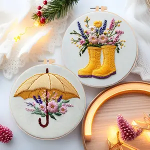 Beginner Embroidery Kit, Elegant Cross Stitch Set, Embroidery Design Set, Egg Flower Pattern, DIY Embroidery Supplies, Includes Printed Cotton Fabric, Thread, Needle, Hand Embroidery