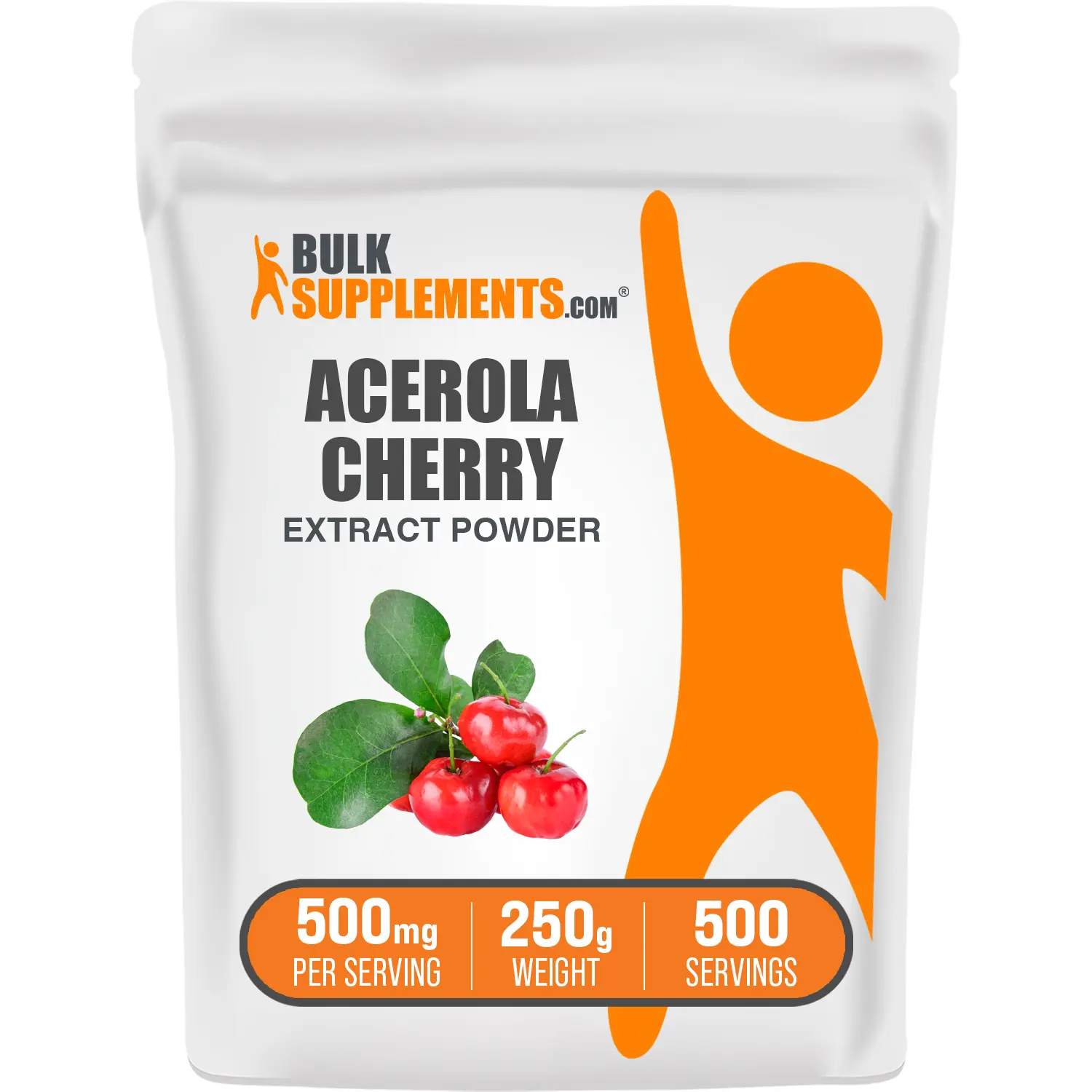 BulkSupplements Acerola Cherry Extract Powder - Sugar Free, Gluten Free Adult Dietary Supplement - Natural Vitamin Antioxidant, Immune Support, Healthy Skin - 250g, 500mg per Serving, Single Item Nutritional Mix