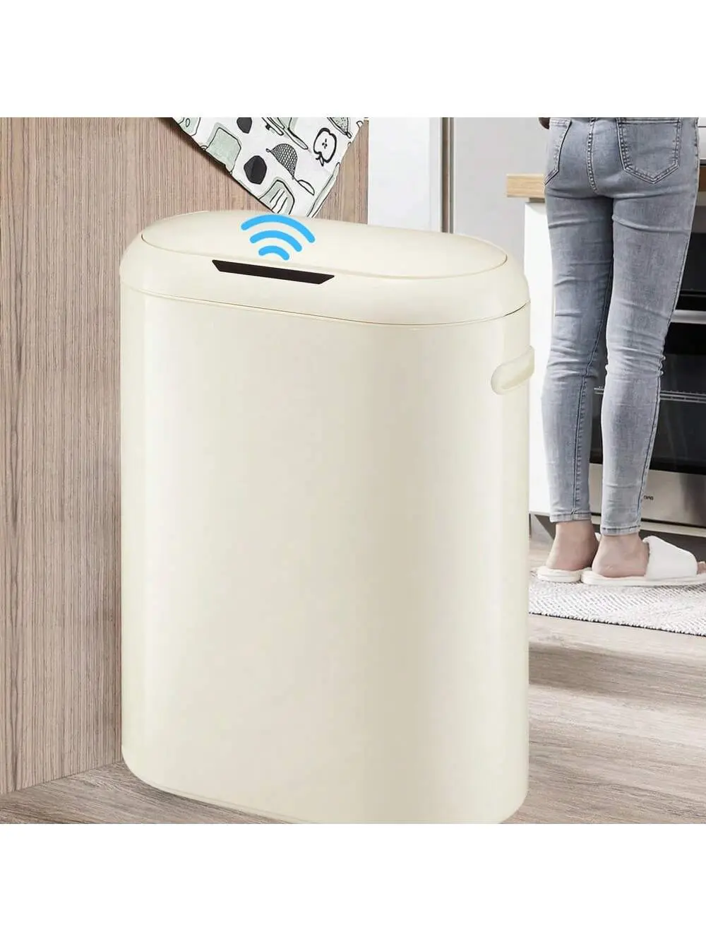 【Christmas Gift】Automatic Trash Can With Lid,13 Gallon Smart Trash Can, 50L Motion Sensor Trash Can For Bedroom, Bathroom, Kitchen, Office Smooth Hand