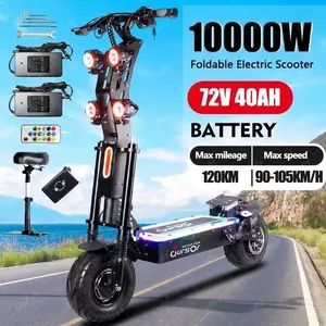 Dualtron X13-72V40Ah Electric Offroad Scooter 10000W Dual Motor 80-Mile Range 14" Tires 72V 40Ah Battery 4-Piston Brakes Foldable Commuter App Control with Seat Off-Road vacuum tire High-Power Bike