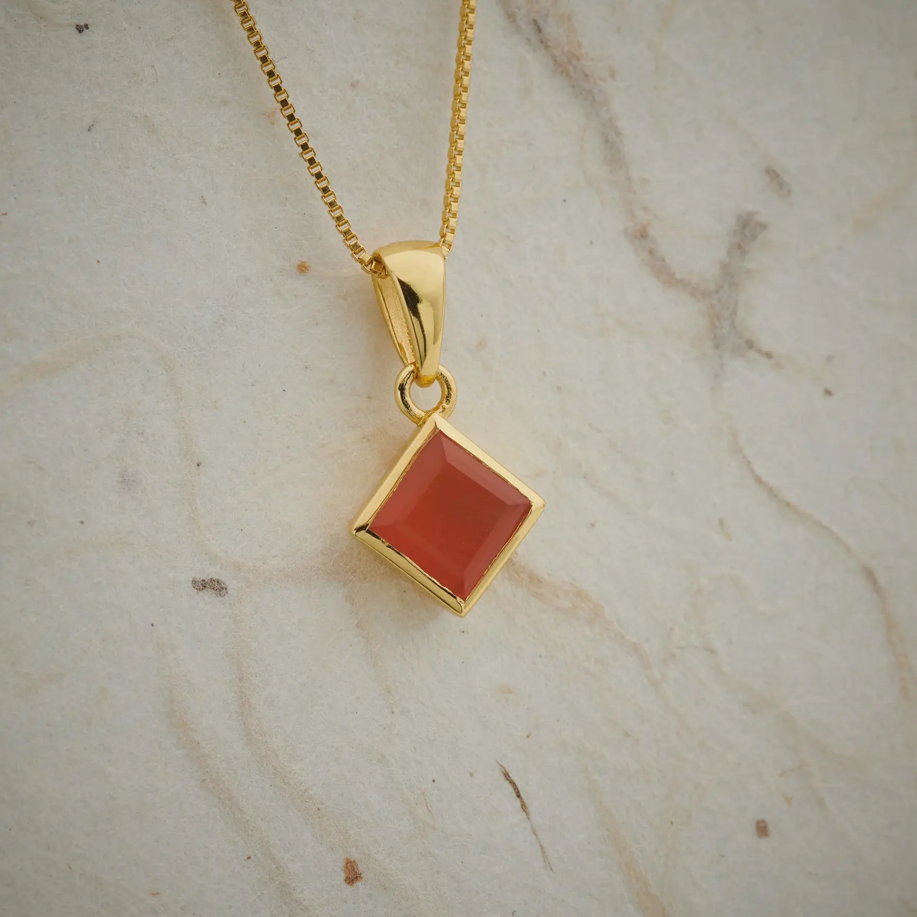 Carnelian Faceted Everyday Gold Pendant