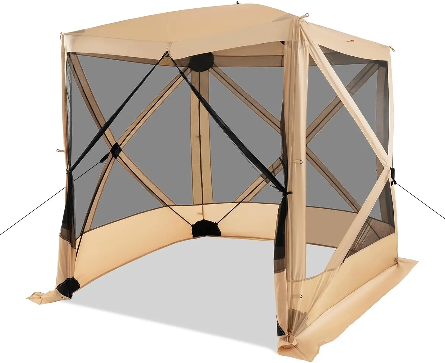 Vallmore 6.7x6.7 ft Pop-Up Screen Gazebo, 12 lbs, 4 Mesh Walls + 2 Detachable Sunshade Cloths, UV50+, Fiberglass Rods, Stakes & Carry Bag for Camping, Beach, Lawn