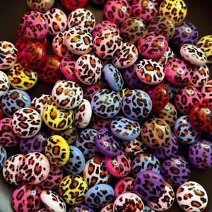 20 pcs round colorful leopard print bead mix