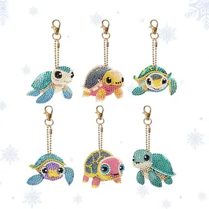 6pcs/set DIY Turtles Diamond Painting Keychains for Adults, Special Shape Crystal Rhinestone Diamond Art Ornament Pendants for Home Window Garden Christmas Decoration, Perfect Christmas Gift for Friends and Family, Suitable for Festival Birthday Party