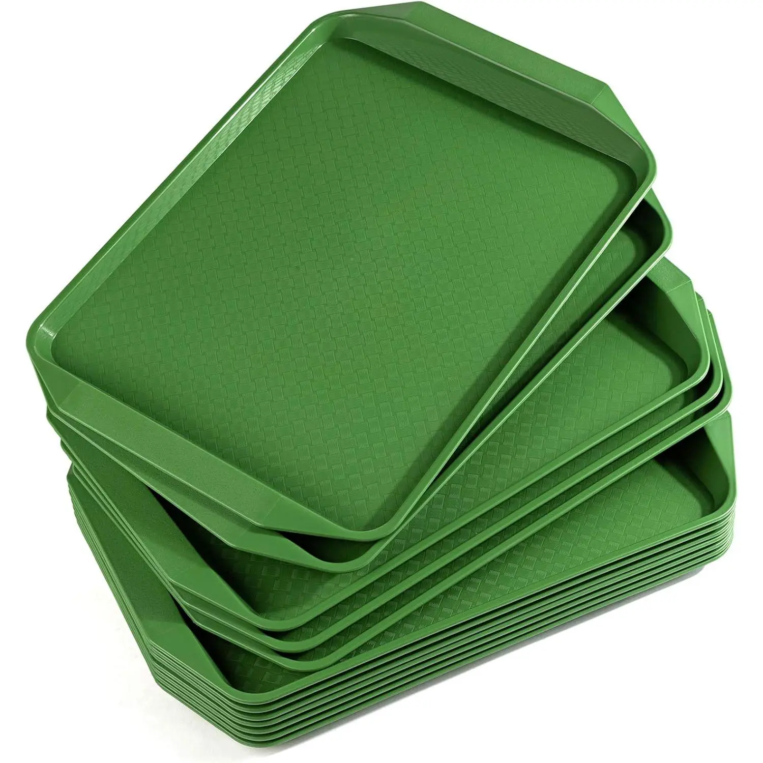 Plastic Fast  Tray,16.7 by 11.8-Inch,Set of 12 (Green)