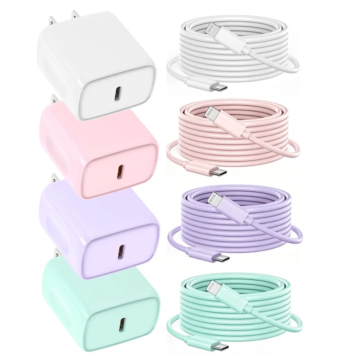 iPhone 14 colorful charger kit ，PD 20W USB-C Power Delivery  [MFi ]， 10 FT(3M) long Regular IPhone chargeing  cbale，for  iPhone 14/14Pro/14ProMax/13Pro/13ProMax/13/12/11/XS/XR/SE