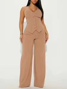 Work Flow Wide Leg Jumpsuit - Mocha