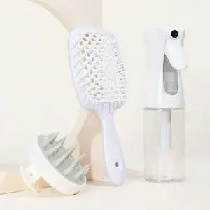 Hollow Comb Set With Spray Bottle 200ml Hair Care Product Set Silicone Shampoo Head Scalp Massage Brush