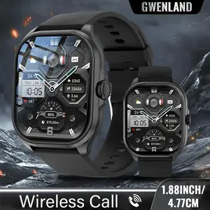 1pc Smart Watches Calling Smart Watch 1.88 inch Full Screen with Answer/Make Calls for Phone, Pedometer, Sedentary reminder, Adjustable Silicone Strap, Great Festive gift