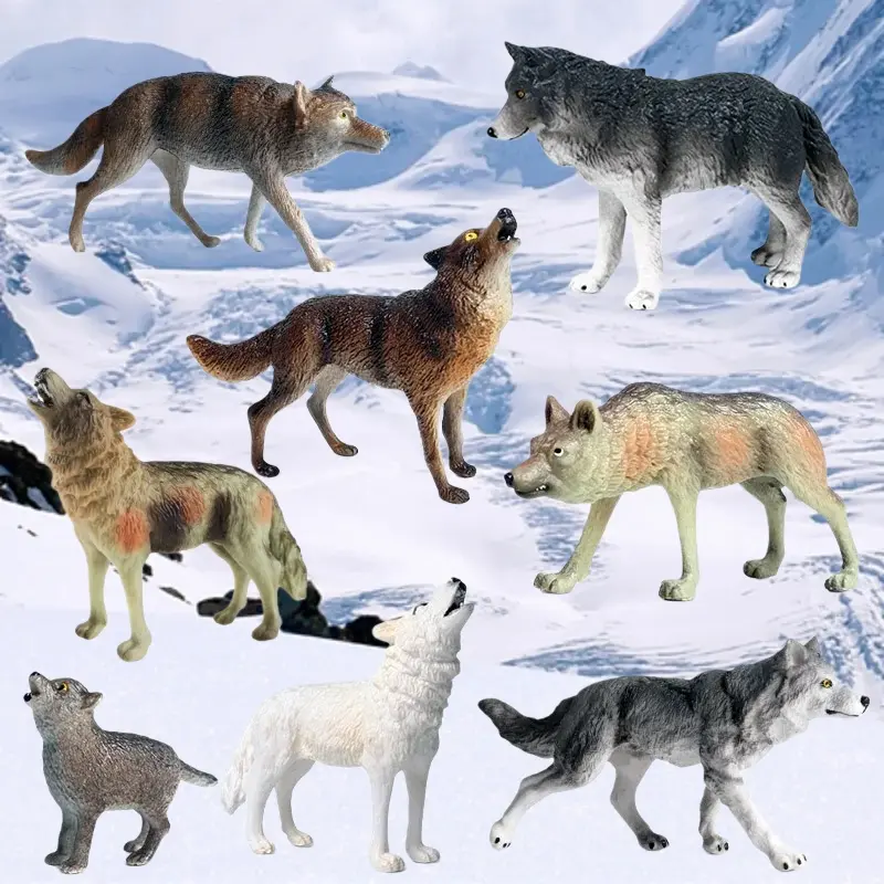 Realistic Wolf Model Ornament Set, Wild Animal Collection, Wolf, Wolf, Forest Wildlife Figurines, Home Decor, Desktop Display