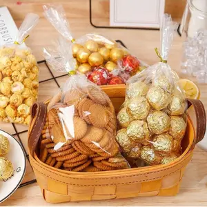 100 Premium Clear Plastic Flat Pouch Bags for Gift Wrapping Candy Cookies Bread Storage, Transparent Sealed Individual Supplies, Party Gift Packs, Elegant Packaging