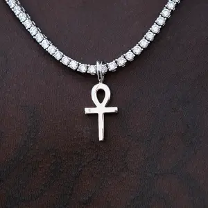 GLD Micro Simple Ankh Cross in White Gold | Simple Design with 18k plating  |Lifetime Guarantee  - Perfect Gift (Chain Not Included)