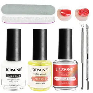 JODSONE Gel Nail Remover Kit with 15ml Remover, Cuticle Oil, Latex Tape & Complete Manicure Tools, No Soaking