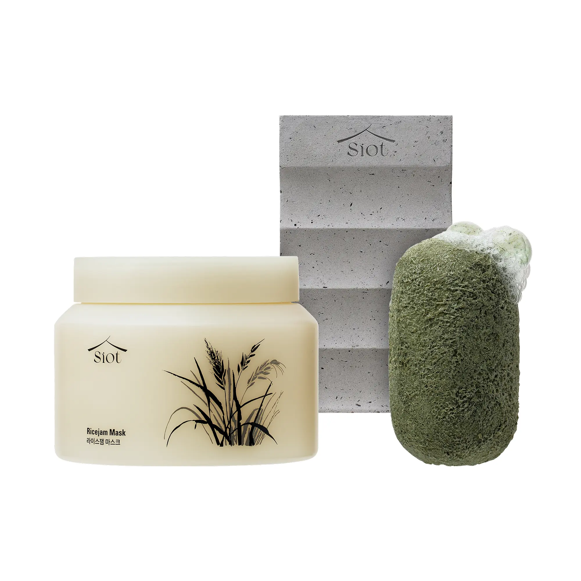 SIOT Korean Skincare Bundle – Rice Mask, Herbal Facial Soap & Soap Dish | Complete Set for Gentle Cleansing, Hydration & Eco-Friendly Skincare Exfoliate Hydrating Daily Cleanser korean skincare products