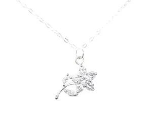 Sterling Silver Crystal Flower Necklace