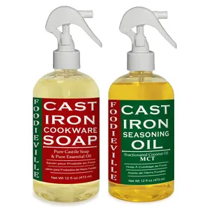 Cast Iron Oil & Soap Care Set for Cast Iron Skillets, Griddles, Grills, Season Does not apply