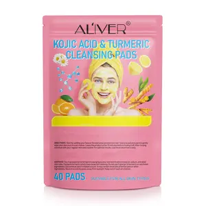 Turmeric Kojic Acid Foaming Cleansing Pads, Chamomile Gentle Grapefruit Lemon Moisturize Organic(40p) Exfoliating Cleanser Facial Comfort