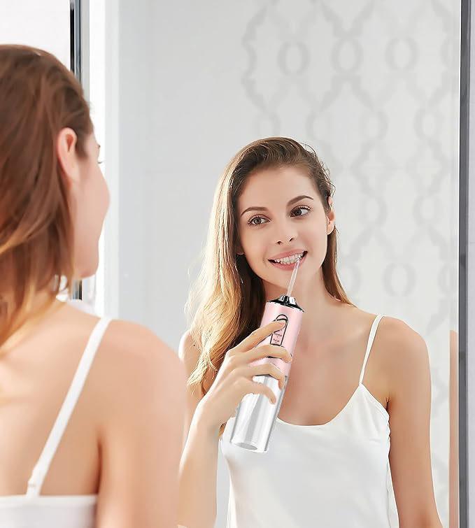 Portable Oral Irrigator 3 Modes Water Flosser for Teeth & Gum Care  IPX7 Waterproof Rechargeable Dental Cleaner with 220ML Detachable Tank  360° Rotatable Nozzles for Braces