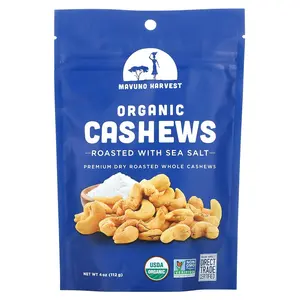 Mavuno Harvest Organic Cashews, Roasted with Sea Salt, 4 oz (112 g)