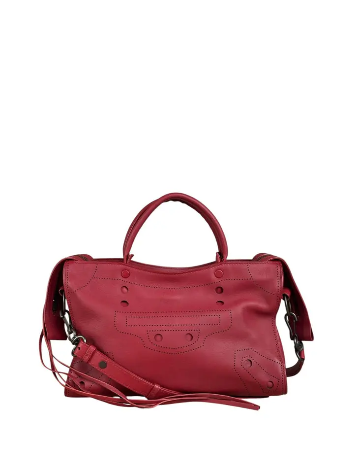 Pre-owned na Shoulder Bags Balenciaga Red Leather Blackout City Two Way Bag