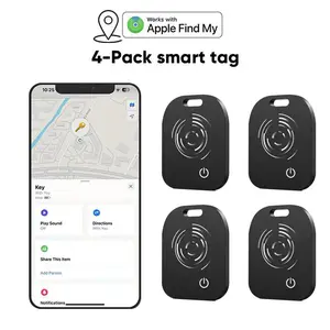 Air Tracker Smart Tags iOS-4 Packs Bluetooth Luggag Tracker Keys Finder/Item Locator Work with Apple Find My (iOS) for Key,Backpack,Luggage Black