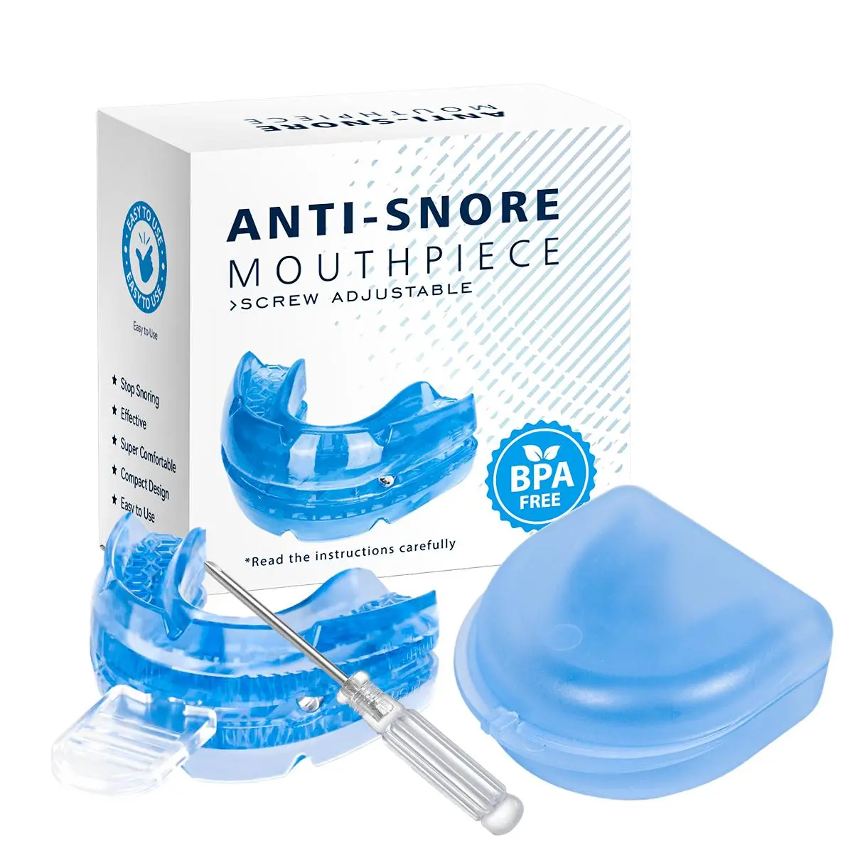 Adjustable Anti-snore Mouthpiece, 1 Box Professional Teeth Mouth Guard, Teeth Grinding Mouth Guard, Night Guard Teeth, Night Guards for Teeth Grinding, Oral Care Tool for Men & Women, Teeth Mouthguard, Mouth Guard For Grinding Teeth At Night