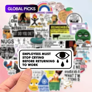 Humorous Vinyl Sticker, 50pcs Reusable Work Stickers, Funny Sticker for Laptop, Luggage & Notebook, Fun Stickers, Sticker Packs #GLOBAL PICKS