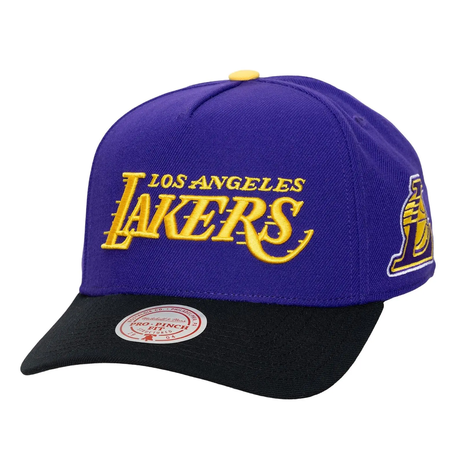 Los Angeles Lakers Purple/Black Legendary Away Pro Pinch Snapback Hat NBA Throwback Cap Adjustable Fan Gear Mitchell & Ness