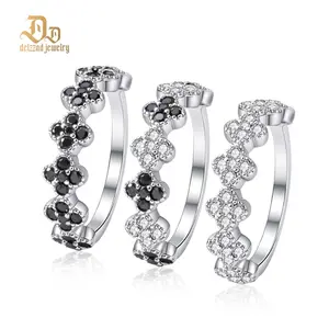 Delzzad 0.6ct Luxury Floral Eternity Band Cluster Ring Synthetic Moissanite Wedding Bands Ring S925 Sterling Silver Moissanite Jewelry Perfect Birthday Engagement Wedding Anniversary Christmas Gift