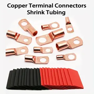 60pcs Copper Wire Lugs Terminal Durable Reliable Connectors and Heat Shrink Tubing Kit