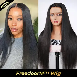 【New Design】OQ FreedoorM Wig Yaki Straight 9x6 Skin Lace Wear Go Wig Pre Cut Lace No Knots Glueless Wig With Drawstring 13x6 Natural Scalp Design
