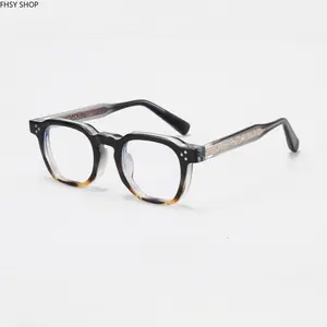 FHSY SHOP Geometric Square Eyewear with Textured Temples Stylish Optical Frame for Streetwear Aesthetic, Instagram Selfies, and Trendy Accessories