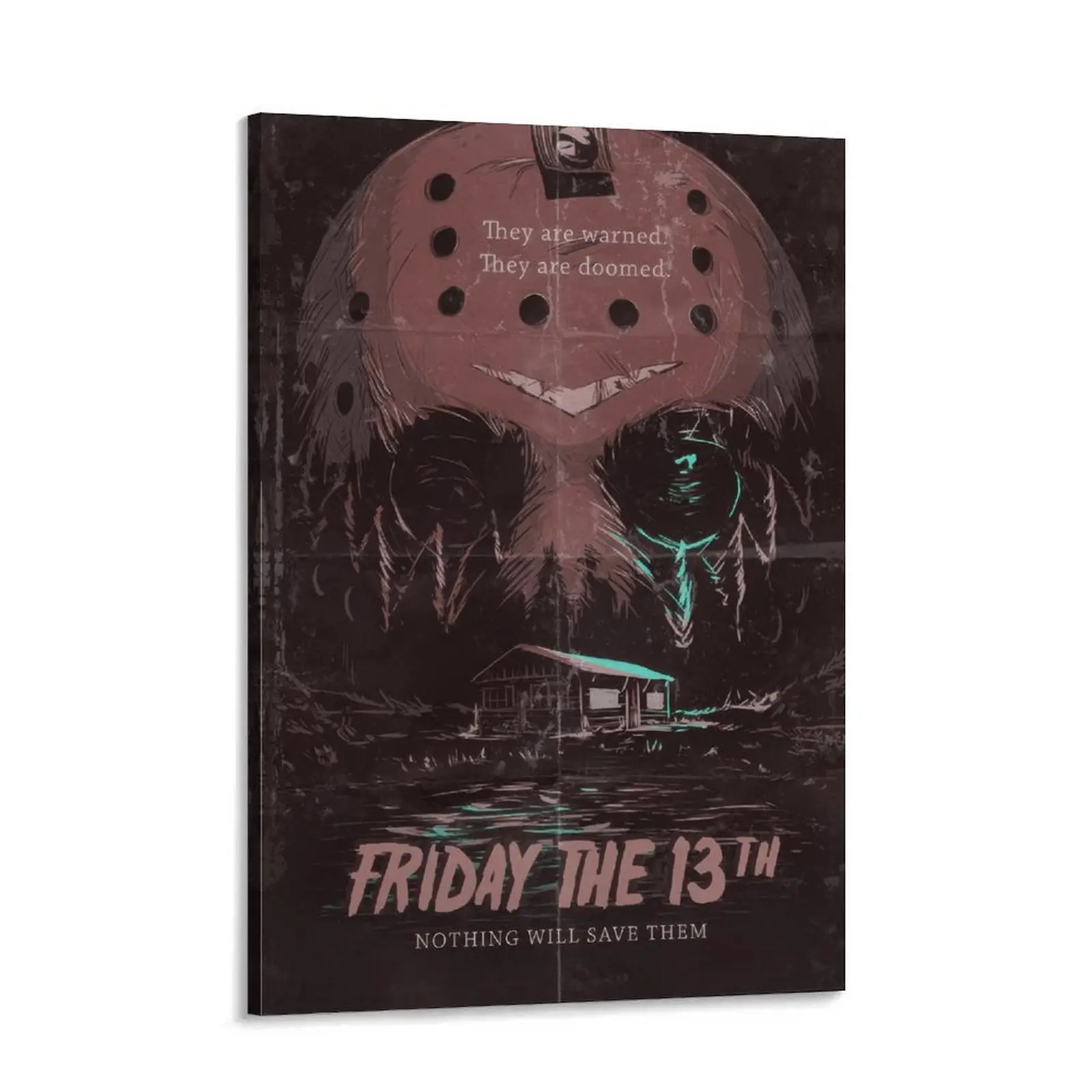 Friday the 13th Jason Hockey Mask Canvas Poster - Retro Horror Style Home Decor, Bright Colors Eclectic Print, Fits Modern/Minimal Home Supplies, Ideal Gift for Room