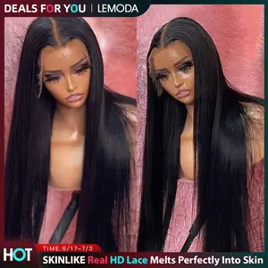 【DEALS FOR YOU]Lemoda 13x6 SKINLIKE Real HD Lace Wigs 200% Density Straight 13x4 Full Lace Frontal Wigs 15A Brazilian Straight Virgin Human Hair Lace Front Wig Invisible 0.1mm Ultra-thin Frayed Ends Tiny Knots summerwins