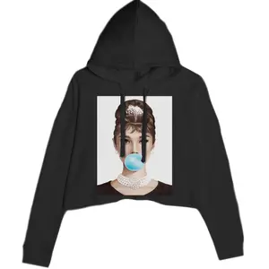 Audrey Hepburn Chewing Bubble Gum American Icon Cropped Hoodie Sweatshirt
