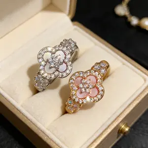 Sweet Dreamy Imitation Pink Shell Petal Ring for Women Minimalist Adjustable Open Ring Luxury Finger Jewelry