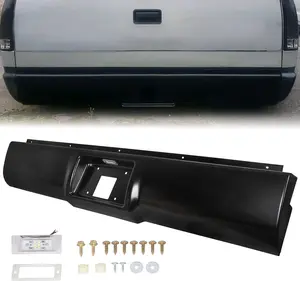 Rear Roll Pan Bumper Compatible with 1988-1998 Chevy Chevrolet GMC C1500 C2500 C3500 K1500 K2500 K3500 for Fleetside/Styleside w/Light & Box Steel