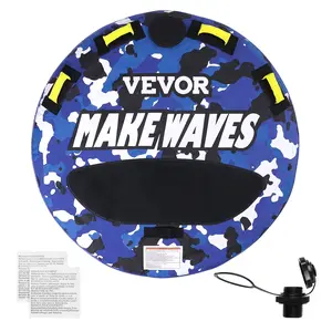 VEVOR Towable Tube for Boating,  340 lbs, 1-2 Riders Inflatable Boat Tubes and Towables, 51.8" Round Water Sport Towable Tube for Boat to Pull, Full Nylon Cover, EVA Grab Handles and Speed Safety Valve